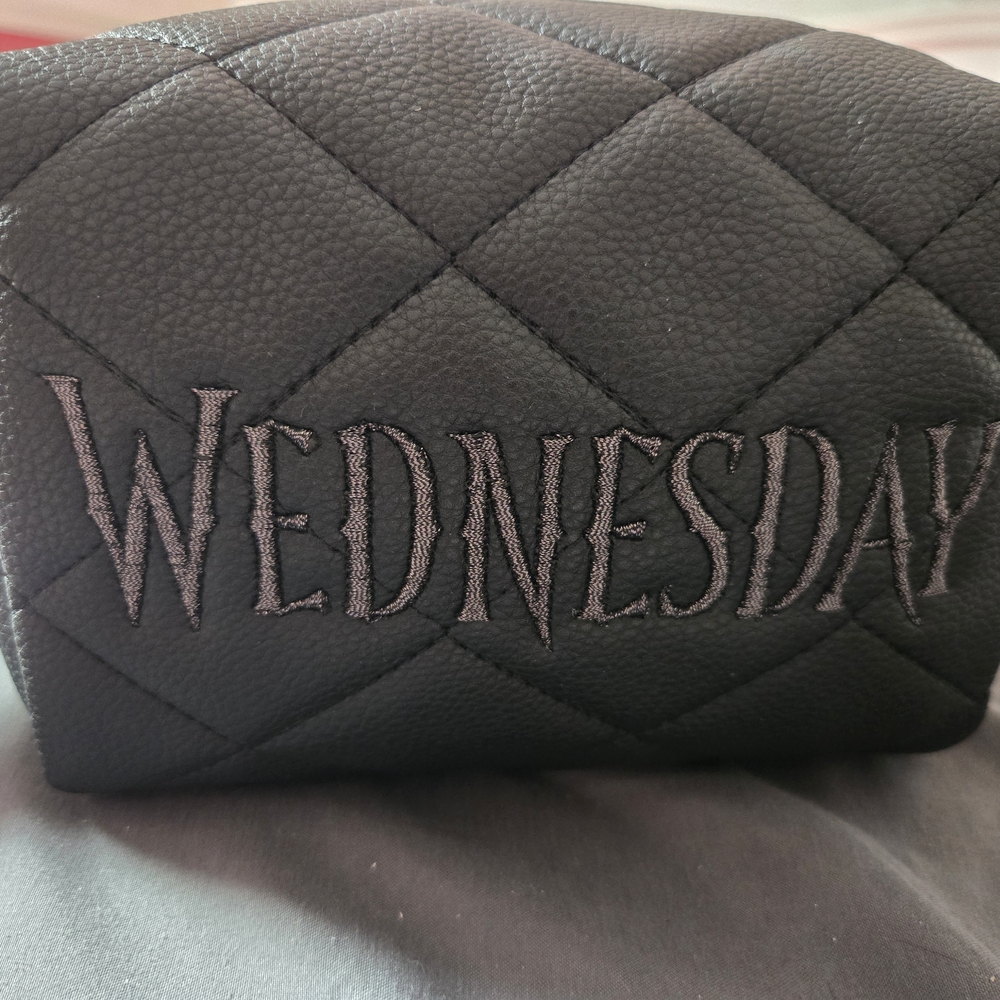 Wednesday Black Quilted Cosmetic Bag